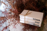 RUKEJUNE Mini White Decorative Books for Tiered Tray Decor, Faux Books for Coffee Table Decoration, Farmhouse Wood Book Stack Shelf Decor - Bless Our Nest Sign RUKEJUNE