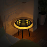 Bigbiglife Coffee Table with Led Light, Luxury Metal End Table with 3D Mirror, Glass Side Table for Appartment Home Living Room Bigbiglife