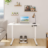Veken 47.2 Inch Electric Standing Desk, Height Adjustable Sit Stand Up, Wood Desktop, Work Home Office Computer PC Desks, Gaming Writing Study Bedroom Rising Table, Tall Standup Workstation, White Veken