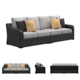 Signature Design by Ashley Beachcroft Casual Weather Resistant 2-Piece Outdoor/Indoor Loveseat with Cushion and 4 Toss Pillows, Black & Light Gray Signature Design by Ashley