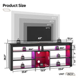 Bestier TV Stand for 70 inch TV, Tall Entertainment Center with 2 Led Lights, Gaming TV Console with Storage for PS5, Modern TV Cabinet for Bedroom, Living Room, Black Carbon Fiber Bestier