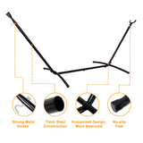 SUPER DEAL Portable 9FT Hammock Stand, Heavy Duty 2 Person 620 LBS Capacity Steel Hammock Frame with Portable Carrying Case, Adjustable 6 Optional Hook Positions, Weather Resistant Black SUPER DEAL