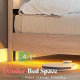 AMERLIFE Distressed White Floating Queen Bed Frame with Reclining Headboard and RGB LED Lighting AMERLIFE