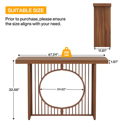 Tribesigns 47-Inch Antique Walnut Console Table - Modern Geometric Sofa Table for Entryway and Living Room