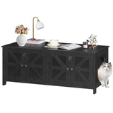 HOOBRO Cat Litter Box Enclosure for 2 Cats, Hidden Litter Box Furniture, 47.2 x 17.7 x 19.7 Inches, Wooden TV Stand with Dual Room, Large Cat House for 2 Cats, Black BK32MW01G1 HOOBRO