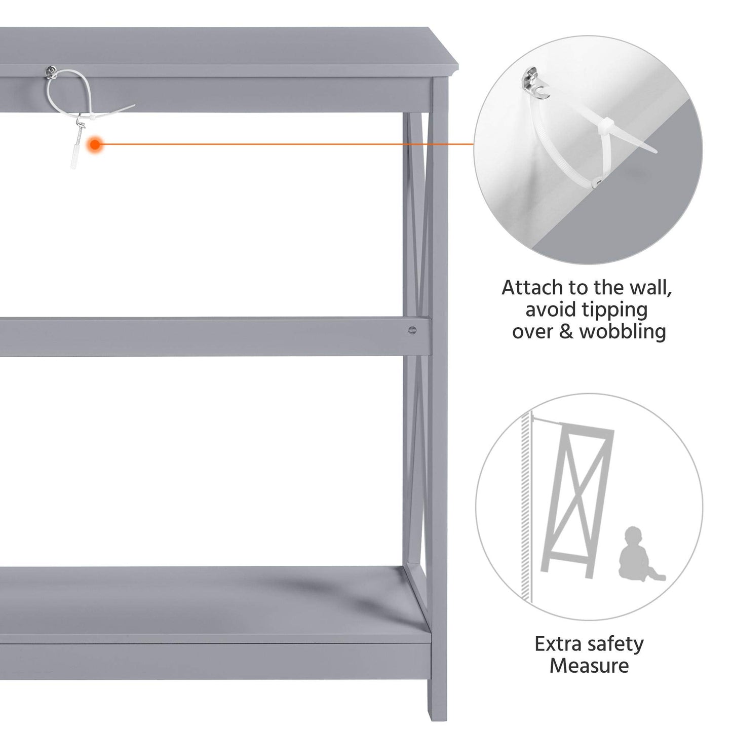 Yaheetech Grey Console Table with 2-Tier Storage for Entryway or Living Room - WoodArtSupply