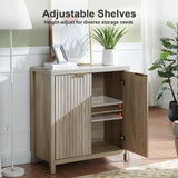 OAKHAM HOME Oxford Storage Cabinet Fluted Sideboard Buffet Cabinet with Adjustable Shelves, Modern Accent Cabinet Multifunctional Console Cabinet Set of 2.(Grey Oak) OAKHAM HOME