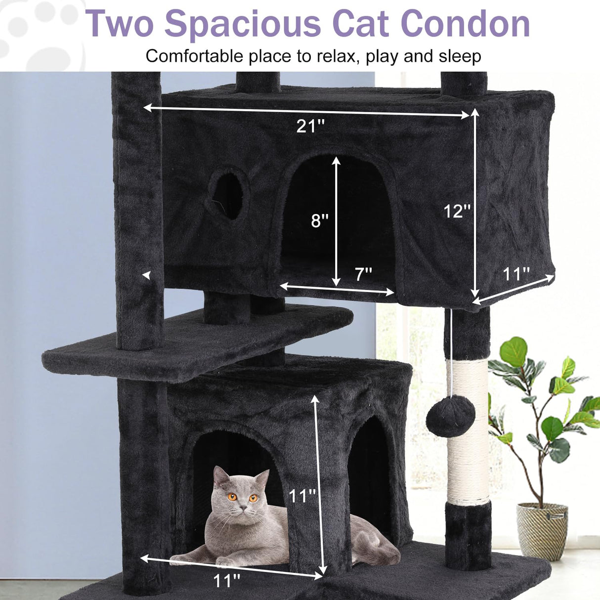 Cat Tree 70 Inches Cat Tower for Indoor Cats Multi-Level Cat Condo with Litter Box Enclosure,Scratching Posts for Indoor Cats (Dark Gray) XXkseh