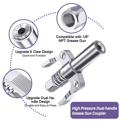 GATTLELIC 8000 PSI Heavy Duty Grease Gun Kit - 14oz with Flex Hose, Sharp Nozzle, Extension Pipe & Coupler, Red - WoodArtSupply