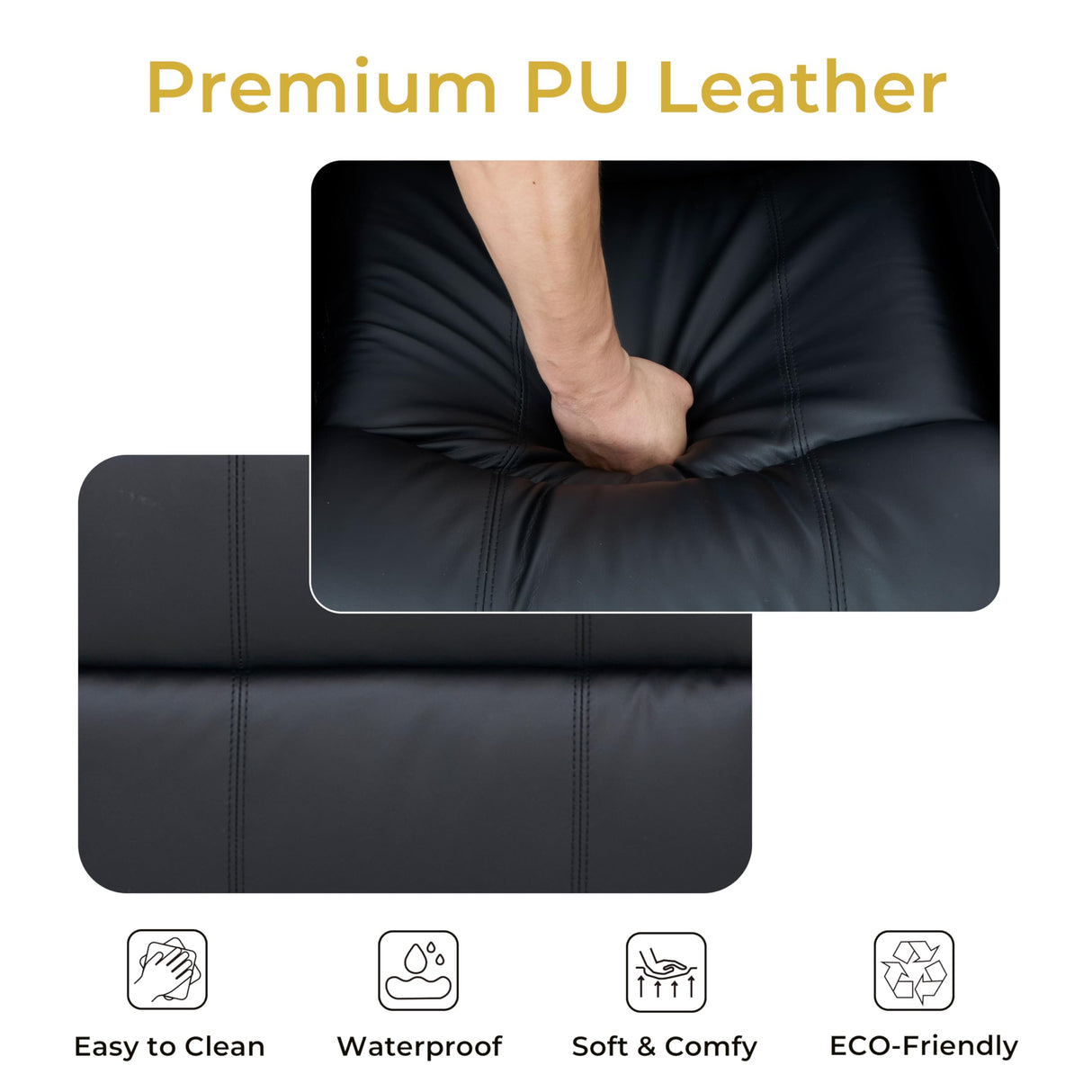 VUOVUS Power Lift Recliner Chair for Elderly, PU Leather Electric Lift Chair with Remote Control, Adjustable Footrest & Lumbar Support, Living Room Recliner with Cup Holders & Side Pockets (Black) VUOVUS