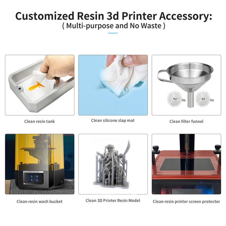 FYSETC Resin 3D Printing Cleaning Wipes - Upgrade Dry-Wettable Wipers: Ultrasoft Large Size Clean Up Tool for Silicone Slap Mat 405nm UV Resin Curing Machine Vat Tank Funnel Washing Bucket Print Bed FYSETC