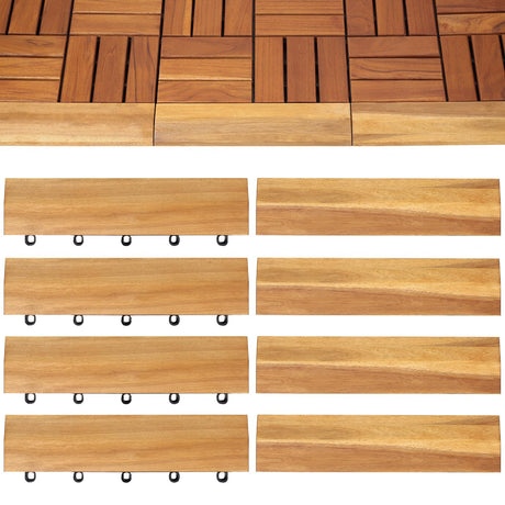 Pack of 8 Interlocking Deck Tiles Corner Trim Pieces, Terrace Flooring, Waterproof, Easy Snap, Round Interlocking, Cover 4 Corners, Easy Match with Any Patio Tile Colors (12 Inch, 8 Border) HOUSE84VN