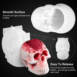 3D Skull Resin Molds, 2 Pack Skull Candle Molds, Silicone Skull Shape Handmade Candle Making Mould, DIY Craft Resin Mold for Fondant Cake, Aromatherapy Candle, Chocolate, Soap, Candy KVCSYAW