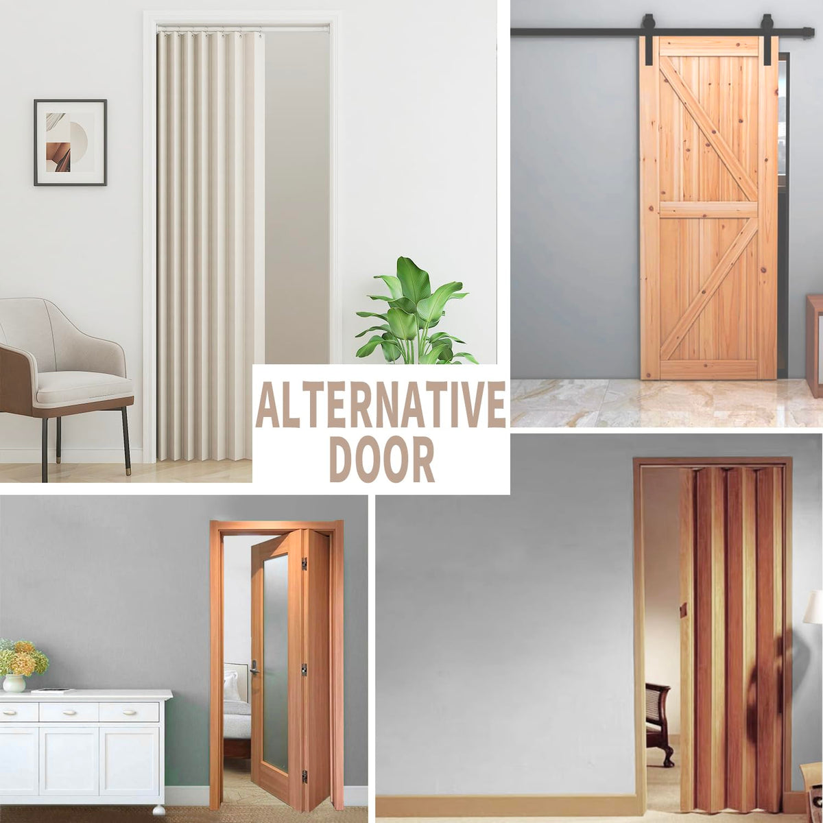 Vatge Closet Curtains, Accordion Style Door Curtains for Doorways, Pleated Folding Doors Curtain for Closet and Room Divider, 1 Panel, W39 x L78, Beige Vatge