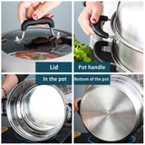 MANO Steamer Pot for Cooking 11.8 inch Steam Pots with Lid 2-tier Stainless Steel Steaming Pot Multipurpose Cookware with Handle for Vegetable, Dumpling, Stock, Sauce, Food MANO