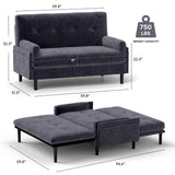 homeokay Convertible Queen Sleeper Sofa Bed Couch, with Pull-Out Feature, 5 Adjustable Backrest Positions, Removable Armrests, Ottoman, and Storage for Living Room(Gray) homeokay