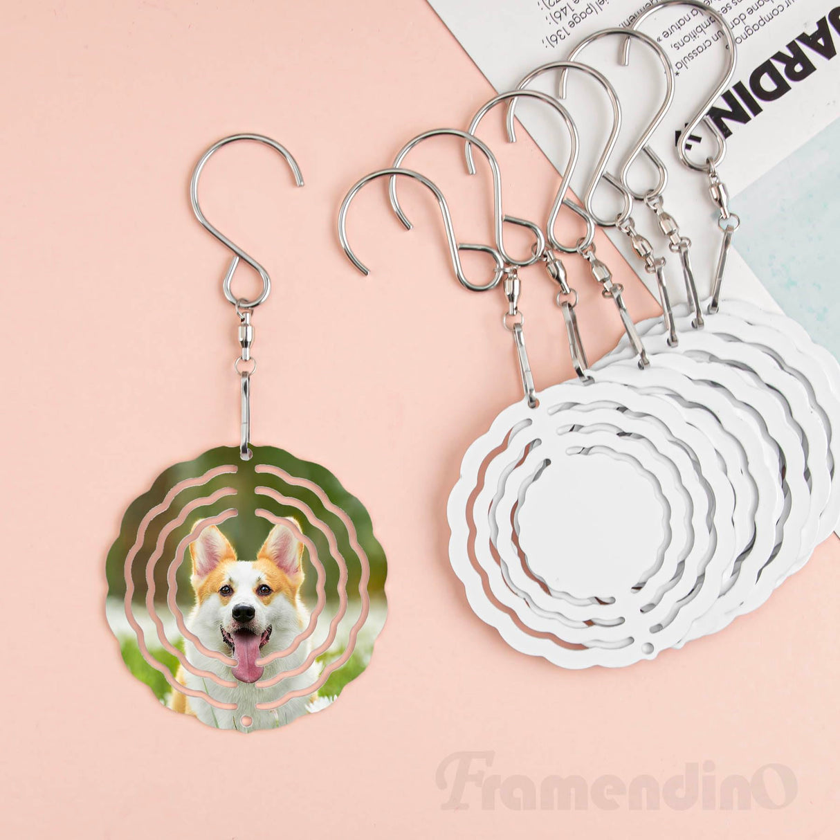 Framendino, 10 Pack 3 Inch Sublimation Wind Spinner Blanks 3D Aluminum Hanging Wind Spinners Ornaments for Indoor Outdoor Gardens Decoration Round Framendino