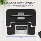 FLEXISPOT 28'' Black Height Adjustable Standing Desk Converter Sit-to-Stand Desk Riser with Wide Keyboard Tray Workstation for Home and Office FLEXISPOT