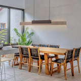 Y'INSP Modern Wooden LED Pendant Light Fixtures 47 Inch Linear Dimmable Pendant Light Height Adjustable Dining Room Light 35W Walnut Color Linear Chandelier for Kitchen Island Y'INSP