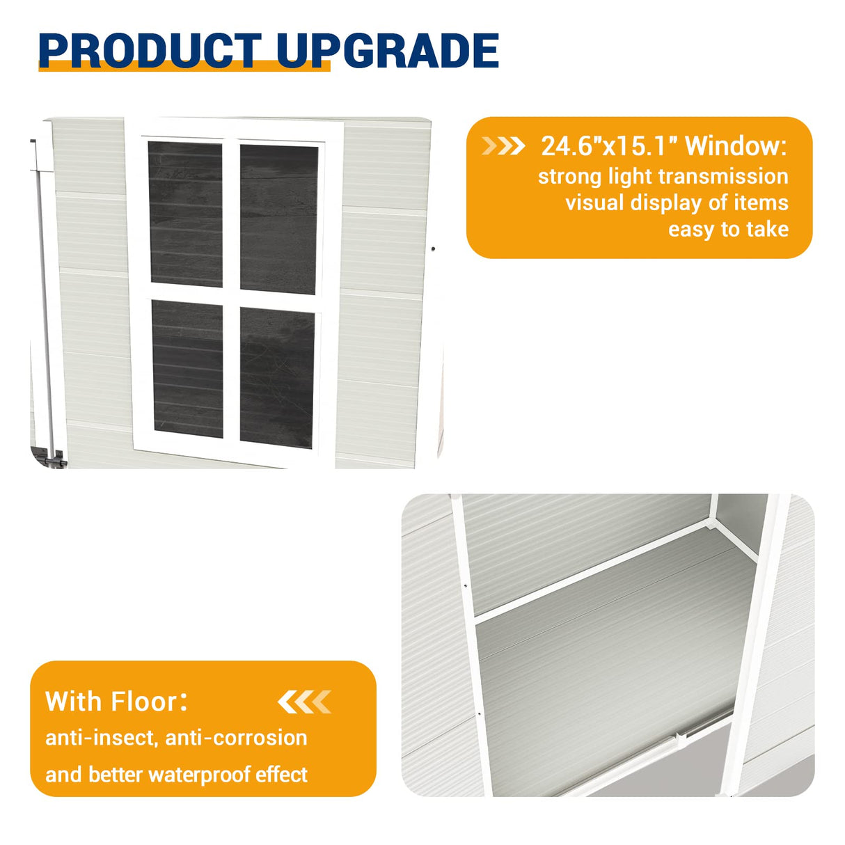 UDPATIO Outdoor Storage Shed 5x3 FT, Resin Garden Shed for Bike, Garbage Can, Tool, Plastic Outside Sheds & Outdoor Storage Storage Box with Lockable Door for Backyard, Patio, Lawn, Sandstone UDPATIO