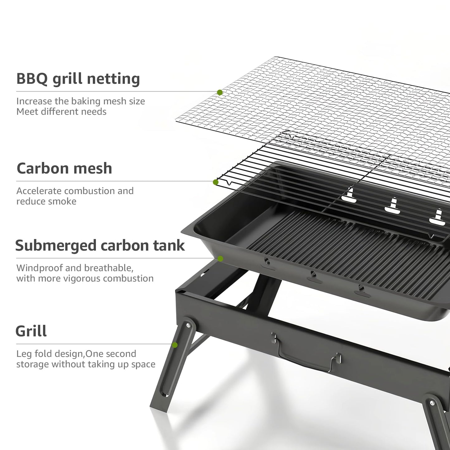 Limerri Floding Portable Charcoal Grill,13.7"x 10.6",Small charcoal Barbecue Grill for Outdoor Camping,Portable BBQ for family gatherings and camping