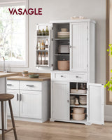 VASAGLE Kitchen Pantry Storage Cabinet - 71.9 Inch Tall Freestanding Cupboard with 1 Large Drawer, 6 Hanging Shelves for Dining Room, Living Room, VASAGLE