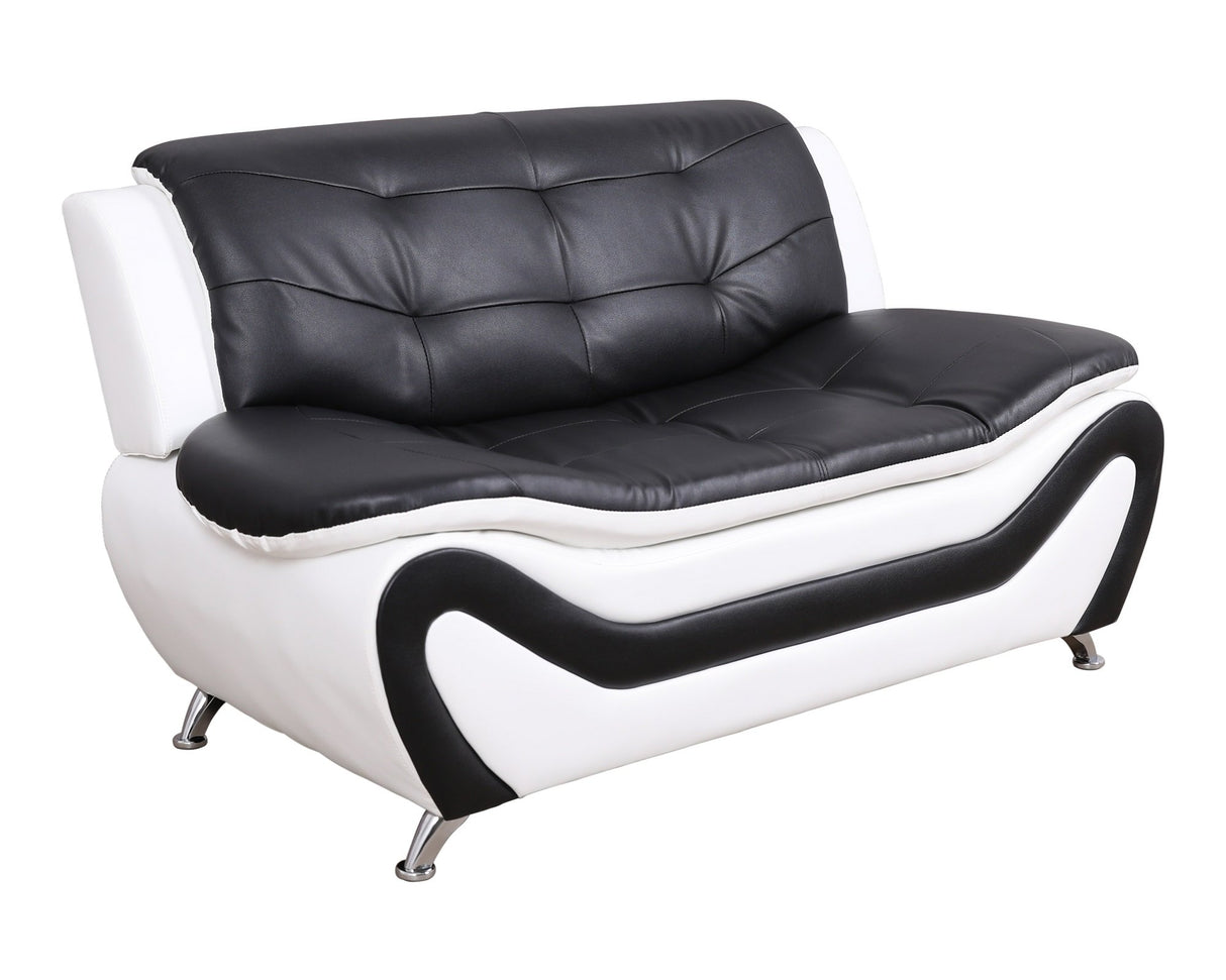Beverly Fine Furniture 3 Piece Aldo Modern Sofa Set, Black/White Beverly Fine Furniture