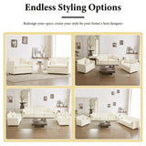 76.7” Oversized Beige White Loveseat Sofa, 2 Seater Large Sectional Couches for Living Room, Chenille Fabric Modular Sectional Sofa, Deep Seat Home Sofas Set, Love Seat Couches ZenNook