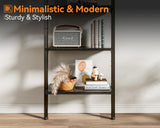 ODK Ladder Shelf, 5 Tier Black Bookshelf, 72 Inch Wall Mounted Book Shelf with Metal Frame, Ladder Bookshelf Bookcase for Bedroom, Home Office and Living Room ODK