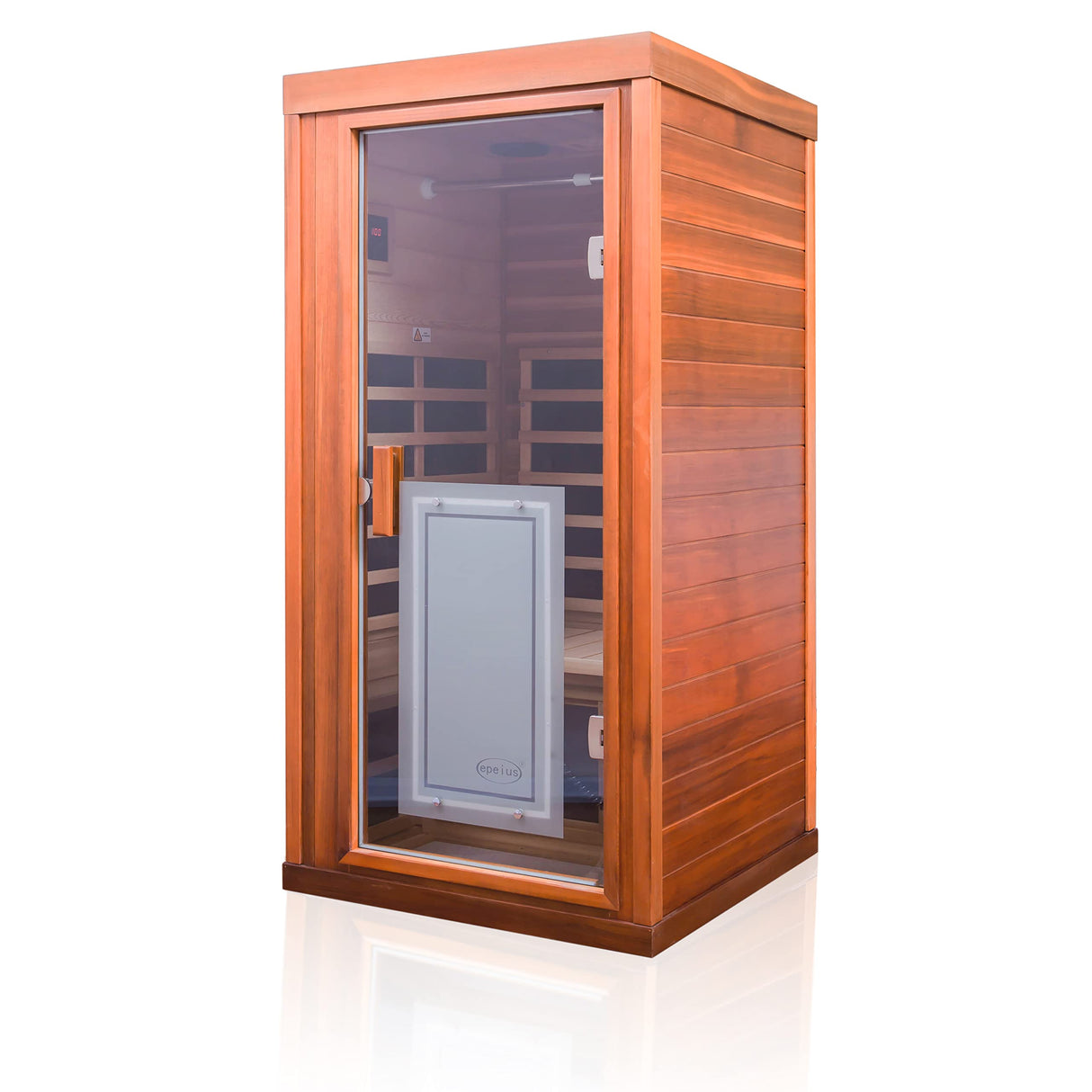 Kanlanth Red Cedar Infrared Sauna 1 Person Low EMF Far Infrared Sauna for Home, 1,350 watt, Indoor Sauna, 2 Bluetooth Speakers, 1 LED Reading Lamp Kanlanth