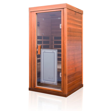 Kanlanth Red Cedar Infrared Sauna 1 Person Low EMF Far Infrared Sauna for Home, 1,350 watt, Indoor Sauna, 2 Bluetooth Speakers, 1 LED Reading Lamp Kanlanth