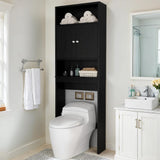 Tydaris Black Over The Toilet Storage Cabinet with Adjustable Shelf and Double Doors Tydaris