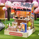 TuKIIE DIY Miniature Dollhouse Kit with Furniture, 1:24 Scale Creative Room Mini Wooden Doll House Plus Dust Proof for Kids Teens Adults(Sakura Noodles Shop) TuKIIE