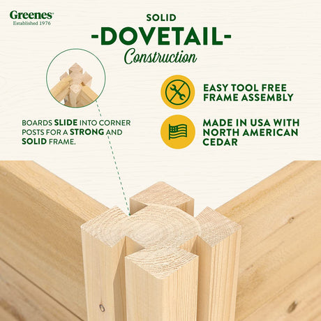 Greenes Fence Original Cedar Raised Garden Bed, 4' x 4' x 7" (3-Pack) - Made in USA with North American Cedar Greenes Fence