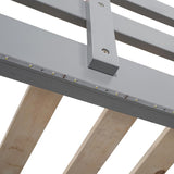 Contemporary Gray Full Size Loft Bed with Integrated Wardrobe and Storage, LED Light & Guardrails Tdewlye