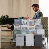 Gejoy 6 Tiered Book Display Rack Wire CD Display Rack Book SigningTabletop Magazine Countertop Holder Retail Literature Brochures Holder(Black) Gejoy