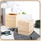 Wonderjune 6 Pcs Wood Tissue Box Cover for DIY Unfinished Wood Box Custom Design Square Wooden Tissue Cover Holder with Flip Opening Top for Arts Crafts Bathroom Decor Home Decor Wonderjune