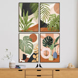 4 Pack Framed Paint by Numbers Kit for Adults Beginner with Wooden Easel, Green Plant Paint by Number Kits with Frame, DIY Acrylic Simple Painting by Numbers for Home Wall Decor Gift 8x12 inch Yezavesu