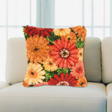 LAPATAIN Latch Hook Kits for DIY Throw Pillow Cover,Colorful Flowers Pattern Needlework Cushion Cover Hand Craft Crochet for Great Family 17x17inch LAPATAIN