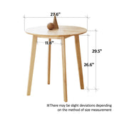 Livinia Canberra 27.6" Round Wooden Dining Table/Small Mid Century Modern Malaysian Oak Kitchen Table (Natural-Oak) Livinia