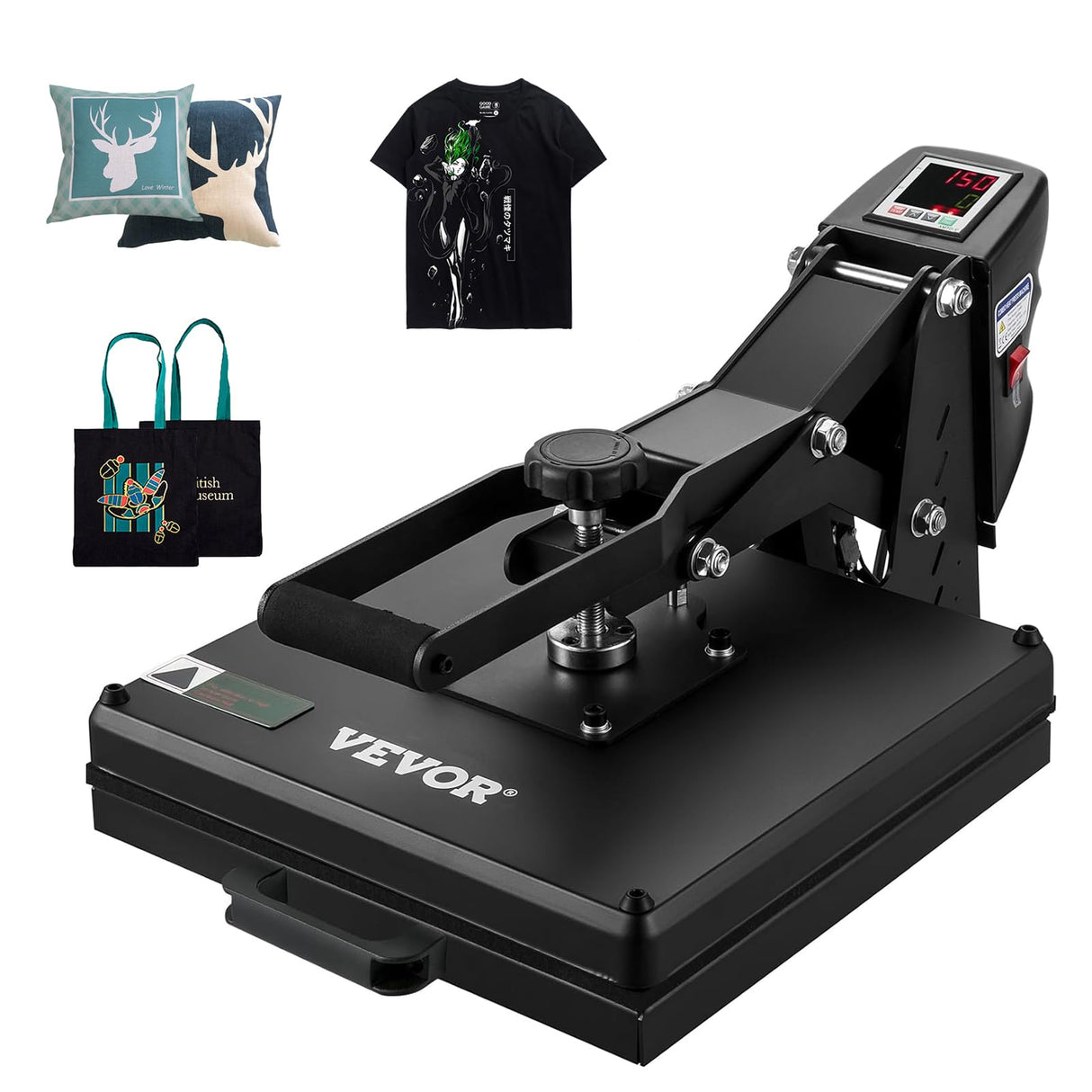 VEVOR Heat Press 15 x 15 - Heat Press Machine for T-Shirts, Fast Heating, High Pressure for Digital Industrial-Quality Sublimation Printer for Heat Transfer Vinyl, 15" x 15", Black VEVOR