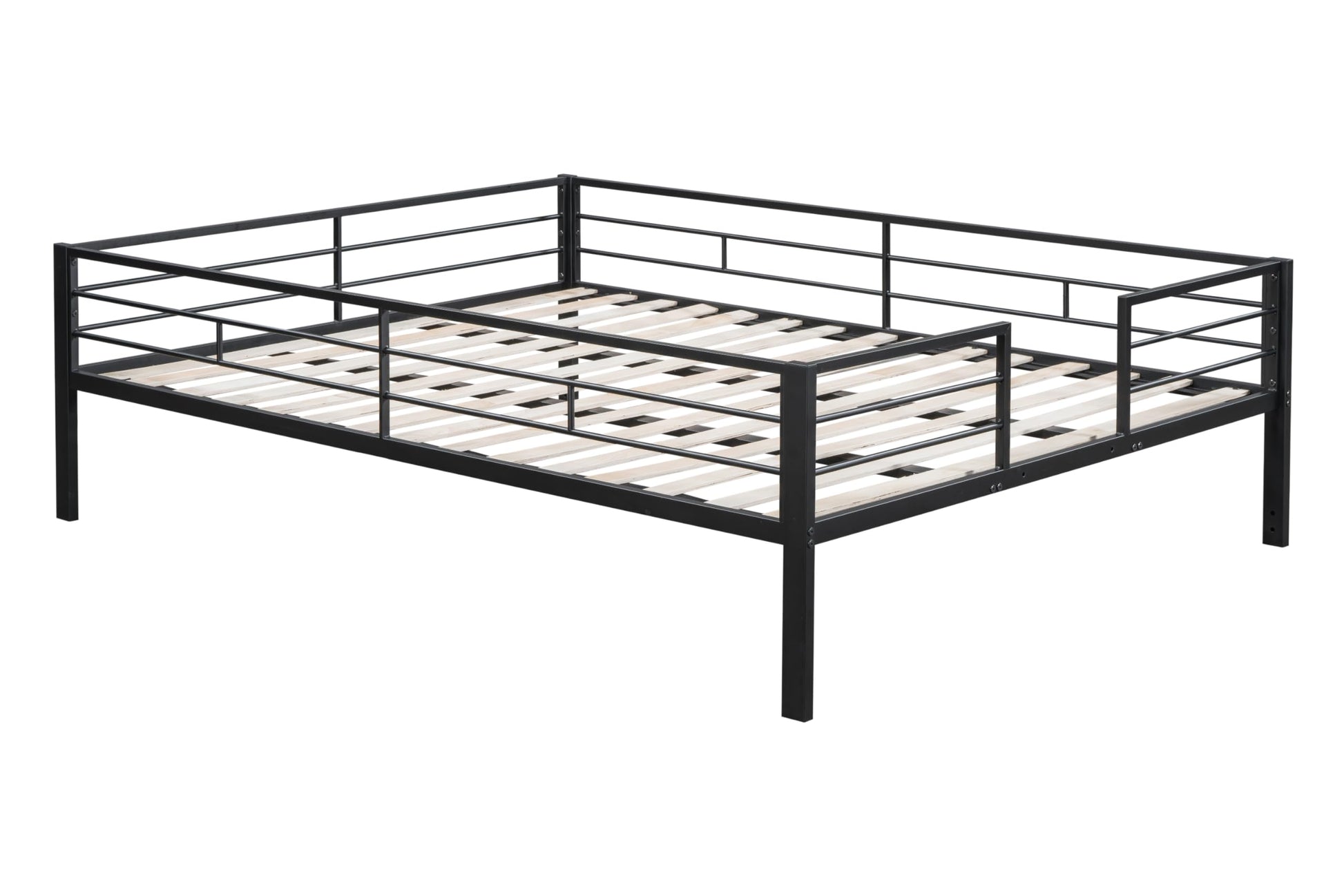 DNYN Black Queen Over Queen Bunk Bed with Wood Slat Support for Kids and Adults, Space-Saving Design, Easy Assembly, No Box Spring Needed - WoodArtSupply