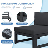 NICESOUL 8 Piece Modern Aluminum Patio Furniture Set Deep Seated, Extra Wide Modular Outdoor Sectional for 6 People, 500 lbs Heavy Duty L-Shaped Oversized Sofa Couch for Outside Backyard, Ember Black NICESOUL