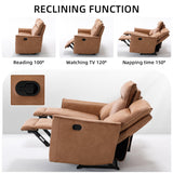 CANMOV Manual Loveseat Recliner Sofa Set, Wall-Hugger Reclining Living Room Furniture Set, Leathaire 2-Seater Recliner Chair and 3-Seat Reclining Sofa Couches for Office, Villa, Brown(Loveseat+Sofa) CANMOV