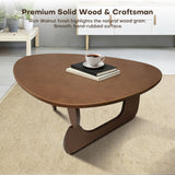 Mid Century Modern Solid Wooden Coffee Table,Small UniqueTriangle Wood Center Tables, Sturdy TeaTable Suitable for Living Room Bedroom Balcony Patio Walnut Iuturna