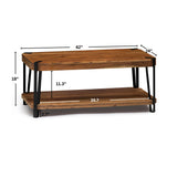 Ryegate 42-Inch Coffee Table – Solid Acacia Wood Live Edge Top with Lower Shelf and Metal Frame Base – Rustic Industrial Modern Living Room Center Table by Alaterre Furniture (Natural) Alaterre Furniture