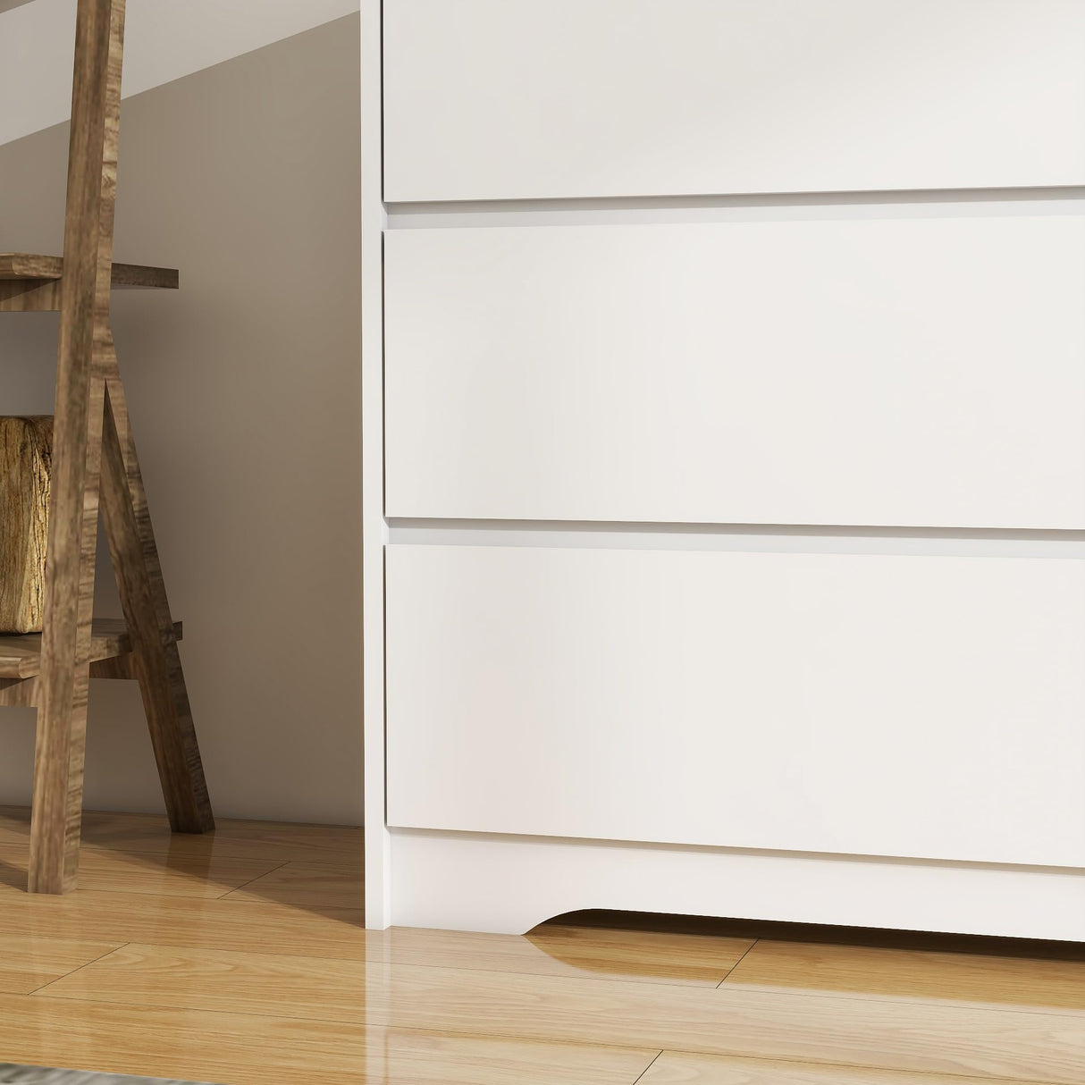 Panana Modern 6 Drawer Double Dresser, Wood Wide 6 Chest of Drawers with Deep Drawers Floor Storage Lateral Drawer Cabinet Organizer for Living Room Bedroom Home Office (White) Panana