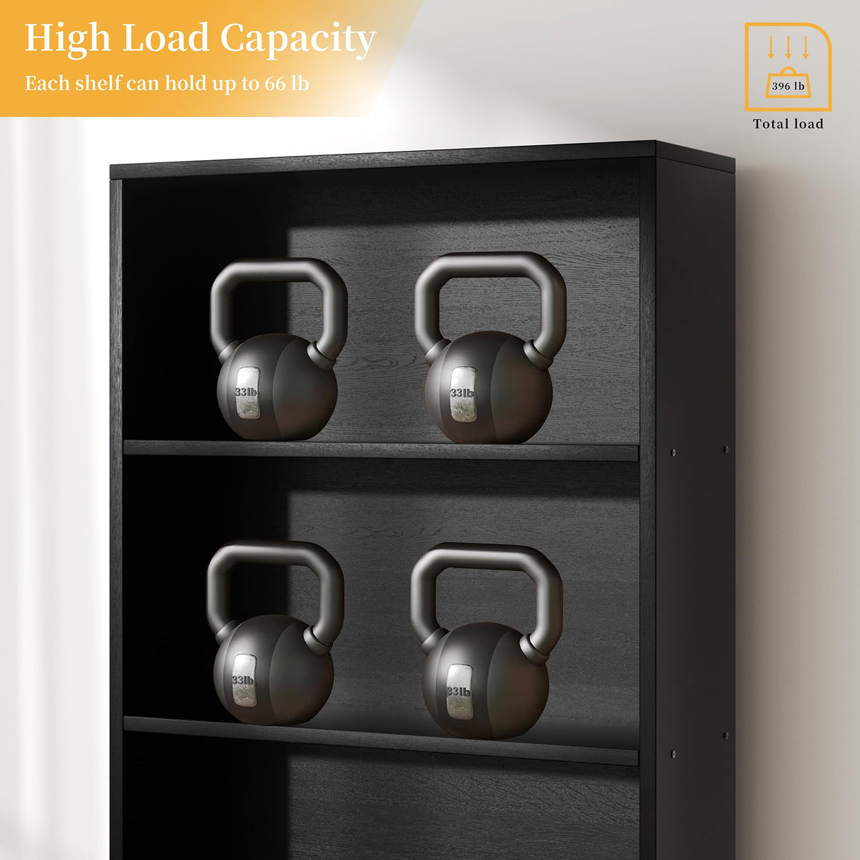 Shintenchi Bookshelf,6-Tier Open Bookcase and Bookshelves,6 Shelf Display Storage Shelves Floor Standing 70.6 inches Tall Bookcase for Home Office, Living Room (Black) Shintenchi