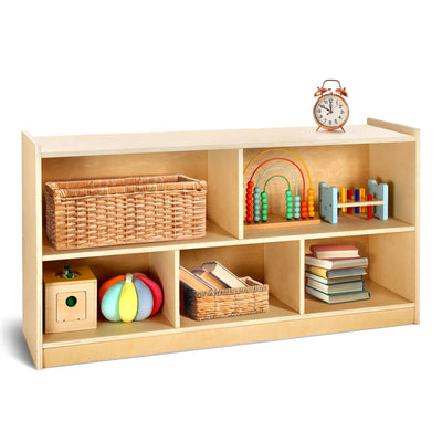 Wingyz Natural Wood 5-Section Montessori Bookshelf & Toy Storage Organizer for Kids