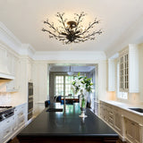 CVKASH 5 - Light Vintage Small Crystal Chandelier Modern Semi Flush Mount Ceiling Light Fixture Chandelier Lighting for Kitchen Bedroom Living Room Dining Room Hallway Foyer（Black） CVKASH